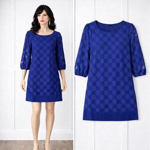 Style & Co. Blue Polka Dot Mini Dress | Sz M | Puff Sleeve